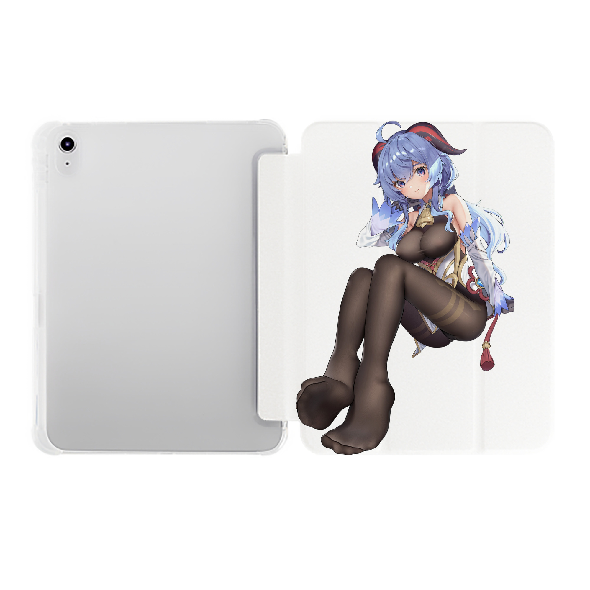 げんし神 甘雨 かんう genshin Ganyu IPad ケース ペン収納付き 三つ折りスタンド PUレザー×シリコン 対応機種9.5/10.5/10.9インチ